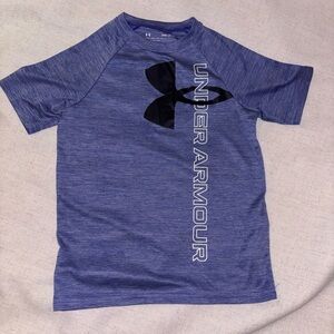Under Armour Heathered Blue Tee with Black Logo